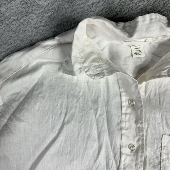 H&M women's Long Sleeve Linen Button Up Shirt S Cream Boho Bohemian Laganlook - Picture 9 of 16